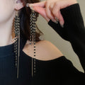 Light Luxury Geometric Glass Bead Tassel Drop Earrings, Statement Fashion Jewelry view 3