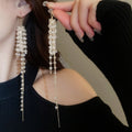 Light Luxury Geometric Glass Bead Tassel Drop Earrings, Statement Fashion Jewelry view 4