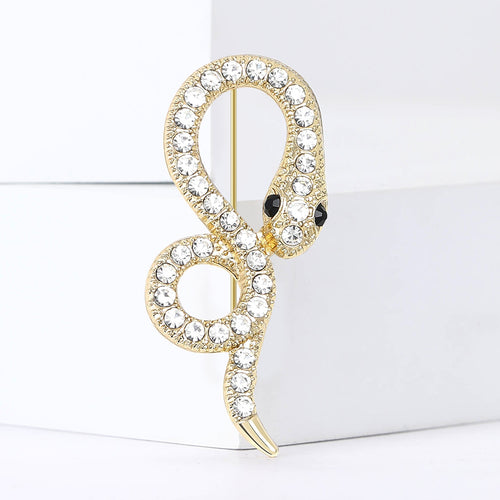 Alloy Rhinestone Figure Eight Snake Brooch For Fashion Clothing