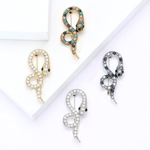 Alloy Rhinestone Figure Eight Snake Brooch For Fashion Clothing