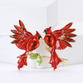 Alloy Rhinestone Red Bird Pair Brooch Pin For Womens Apparel view 1