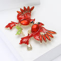 Alloy Rhinestone Red Bird Pair Brooch Pin For Womens Apparel view 2