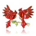 Alloy Rhinestone Red Bird Pair Brooch Pin For Womens Apparel view 5