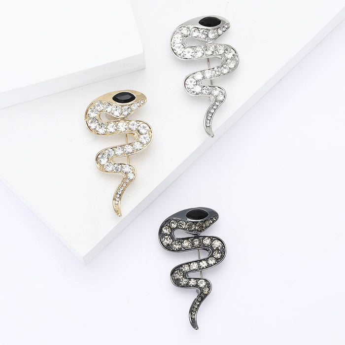 Alloy Rhinestone One Eye Snake Brooch Pin For Apparel