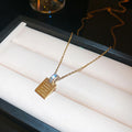 Stainless Steel Square Zircon Letter Pendant Necklace, Style Light Luxury Clavicle Chain view 2