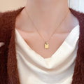 Stainless Steel Square Zircon Letter Pendant Necklace, Style Light Luxury Clavicle Chain view 4