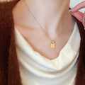 Stainless Steel Square Zircon Letter Pendant Necklace, Style Light Luxury Clavicle Chain view 3