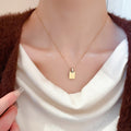 Stainless Steel Square Zircon Letter Pendant Necklace, Style Light Luxury Clavicle Chain view 1