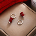 Light Luxury Red Candied Hawthorn Beaded Pendant Alloy Hoop Drop Earrings Elegant Women's Fashion Earrings view 4