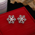 Elegant Light Luxury Double Layer Snowflake Rhinestone Crystal Alloy Winter Party Stud Earrings view 2