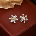 Elegant Light Luxury Double Layer Snowflake Rhinestone Crystal Alloy Winter Party Stud Earrings view 4