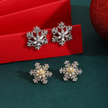 Elegant Light Luxury Double Layer Snowflake Rhinestone Crystal Alloy Winter Party Stud Earrings view 1