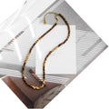 Vintage Geometric Faux Tiger Eye Beaded Copper Necklace For Women Light Luxury Collarbone Jewelry view 5
