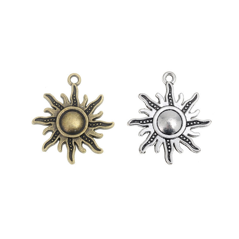 25mm Vintage Sun Alloy Charm Pendant