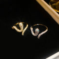 Gold Plated Zircon Snake Open Ring For Women view 3