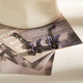 Vintage Gothic Purple Black Butterfly Rhinestone Alloy Stud Chain Drop Luxury Women's Earrings view 3