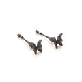 Vintage Gothic Purple Black Butterfly Rhinestone Alloy Stud Chain Drop Luxury Women's Earrings view 5