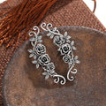 Vintage Rose Flower Stud Earrings For Women, Antique Silver Romantic Niche Floral Ear Jewelry view 5