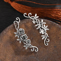 Vintage Rose Flower Stud Earrings For Women, Antique Silver Romantic Niche Floral Ear Jewelry view 2