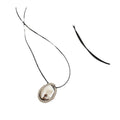 Oval Alloy Pendant Leather Cord Sweater Necklace For Women, Elegant Light Luxury Geometric Jewelry view 5