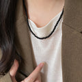 Oval Alloy Pendant Leather Cord Sweater Necklace For Women, Elegant Light Luxury Geometric Jewelry view 3