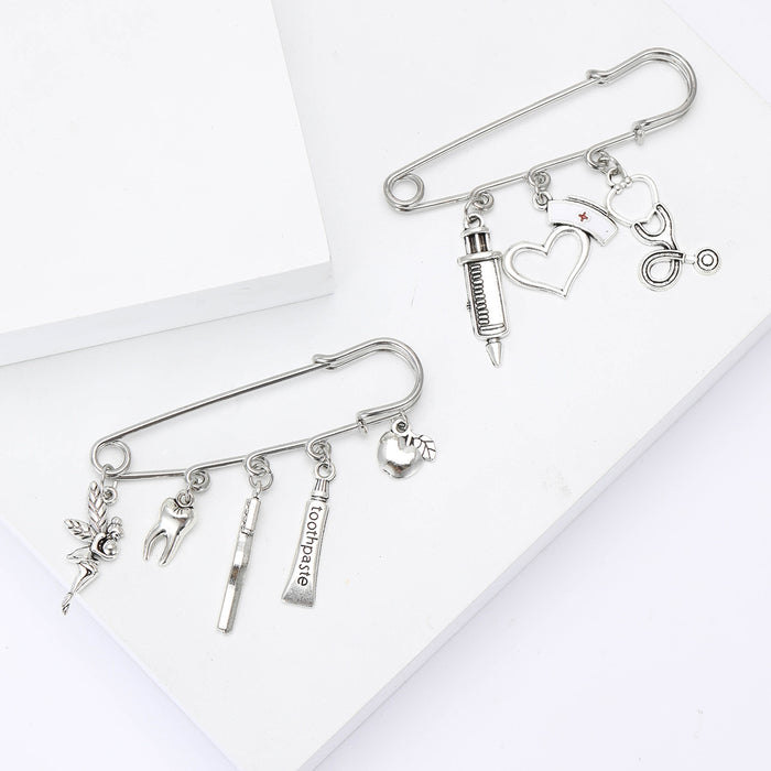Electroplated Alloy Medical Pin Brooch For Women Suit Coat Decoration