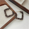 Vintage Maillard Leopard Flocked Plush Square Round Hoop Alloy Needle Statement Fashion Earrings view 3