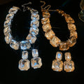 Alloy Rhinestone Square Necklace And Earrings Jewelry Set, Western Statement Collarbone Accessories view 1