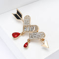 Alloy Rhinestone Heart Arrow Brooch Pin For Stylish Women Apparel view 3