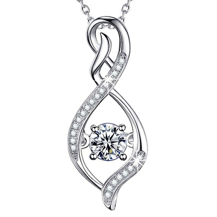 Geometric Design Necklace With Movable Round Zircon Pendant, Elegant Daily Fashion Jewelry