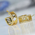European American Micro Inlaid Zircon Earrings, Roman Numeral French Style Fashion Jewelry view 2