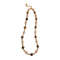 Vintage Maillard Tiger Eye Style Faux Pearl Geometric Round Pendant Necklace For Women view 5