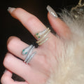 Gold Plated Zircon Coiled Snake Open Ring For Women view 2