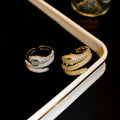 Gold Plated Zircon Coiled Snake Open Ring For Women view 3
