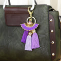 Jeweled Fan Keychain with Three Tassels in Pink or Purple view 6
