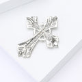 Alloy Rhinestone Cross Brooch Pin For Elegant Women's Apparel view 3