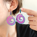 Bohemian Iridescent Purple Gradient Hollow Leaf And Spiral Alloy Filigree Drop Hook Fashion Earrings view 2