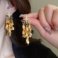 Gold Plated Copper Zircon Star Teardrop Tassel Drop Earrings With Silver Posts view 3