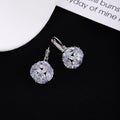 Elegant French Luxury Sparkling Zircon Geometric Round Crystal Drop Dangle Statement Earrings view 4