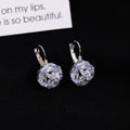 Elegant French Luxury Sparkling Zircon Geometric Round Crystal Drop Dangle Statement Earrings view 3
