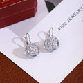 Elegant French Luxury Sparkling Zircon Geometric Round Crystal Drop Dangle Statement Earrings view 2