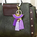 Jeweled Fan Keychain with Three Tassels in Pink or Purple view 2
