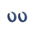 Vintage Korean Style Blue Denim Fabric Wrapped Hoop Alloy Stud Earrings For Women Fashion Earrings view 5