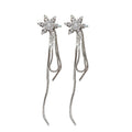 Light Luxury Snowflake Zircon Faux Pearl Tassel Drop Earrings With Silver Needle Posts view 5