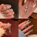 Light Luxury Snowflake Zircon Faux Pearl Tassel Drop Earrings With Silver Needle Posts view 3