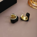 Vintage French Square C Hoop Studs With Gold Tone Alloy And Glossy Acrylic Minimal Luxury Earrings view 4