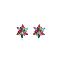 Luxury Colorful Zircon Snowflake Sunflower Stud Earrings For Women Alloy Rhinestone Floral Statement Earrings view 5