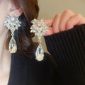 Light Luxury Alloy Rhinestone Teardrop Drop Earrings For Women Elegant Statement Design view 3