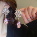 Light Luxury Alloy Rhinestone Teardrop Drop Earrings For Women Elegant Statement Design view 4