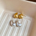Gold Plated Copper Teardrop Brushed Stud Earrings With Silver Posts Minimalist Light Luxury view 1